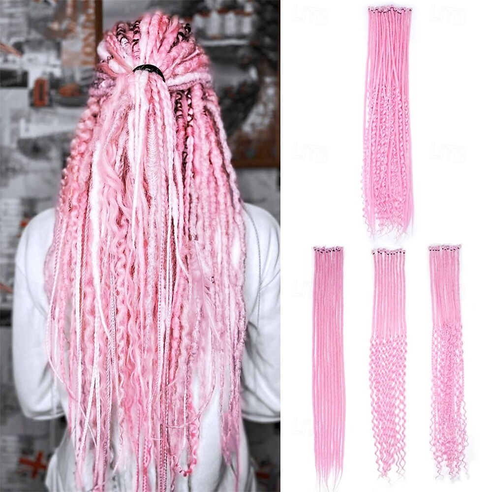 Extensions de dreadlocks synthétiques mixtes 3 en 1, 30 mèches, 30 pouces, blond 613 bouclé &droit &extensions de dreadlocks bohèmes à extrémité unique, style hippie, pour femmes de 2025 ? $52.99 –P4