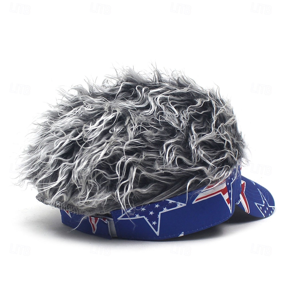 Voor heren Vizierhoed met puntige pruiken Nep haar vizier Pruik Heren Zonnehoed Baseballpet pruik hoed Koffie Grijs Mix van polyester / katoen Afdrukken Modieus Casual Dagelijks Independence Day 2025 - AU $15.99 –P4