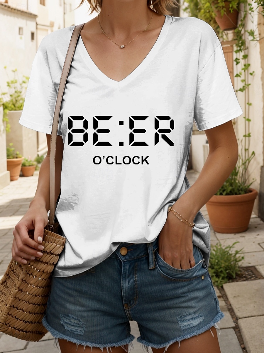 Oktoberfest Per donna Maglietta Grafico Lettera Vintage Elegante Classico Manica Corta Scollo a V Top Regolari Quotidiano Stampato Nero Bianco Giallo Rosso Blu Estate Primavera del 2025 a $19.99 –P6