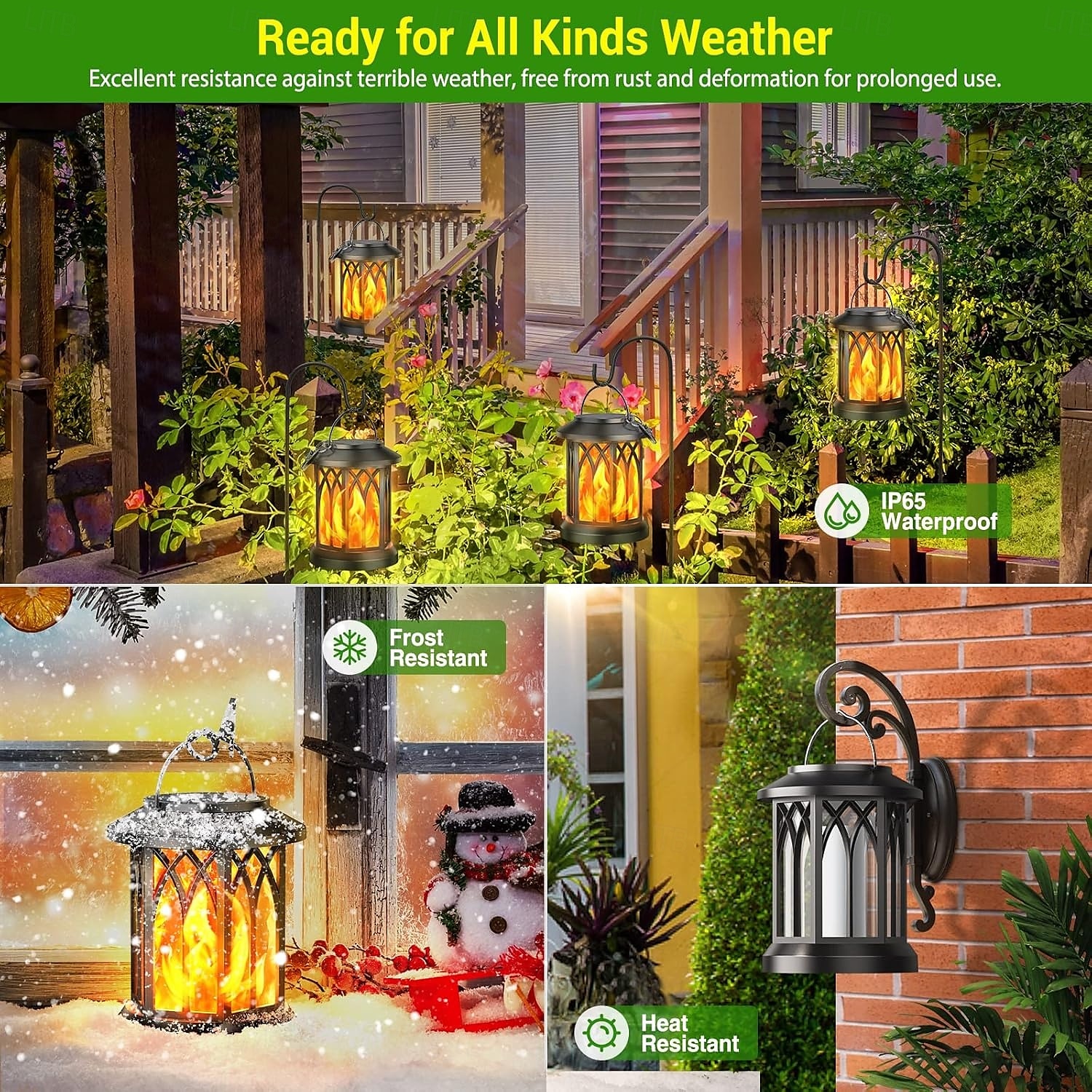 Solar Flickering Flame Lantern Outdoor Lights  Waterproof Hanging Solar Lanterns Lights Solar Powered Lanterns Outdoor for Patio Yard Deck Pathway 2025 - $24.99 –P6