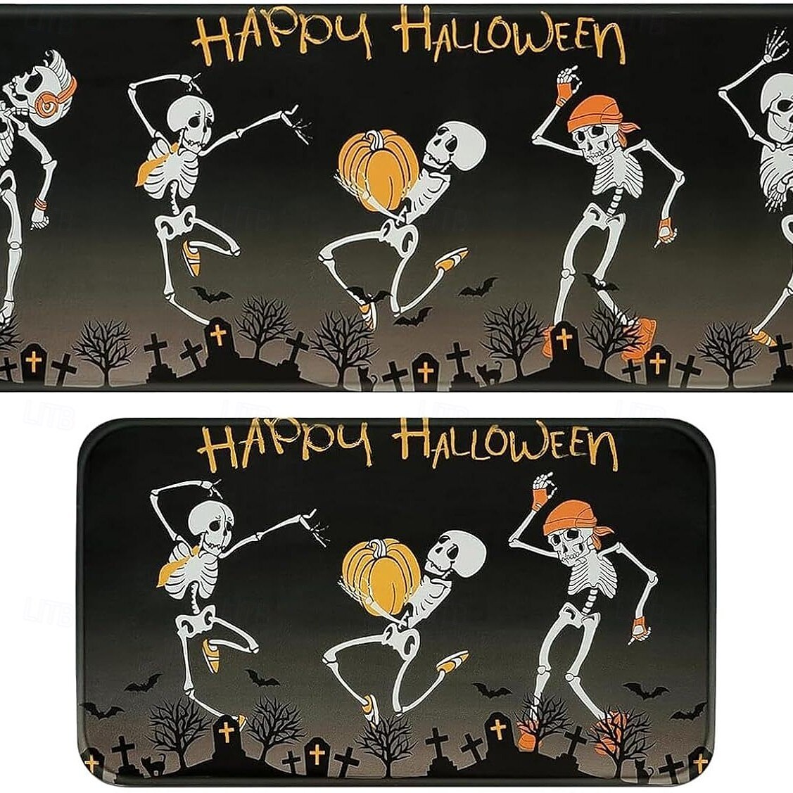 halloweeni konyhaszőnyegek, 2 db konyhaszőnyeg, párnázott, fáradtsággátló konyhaszőnyegek padlóra, csúszásmentes álló asztali szőnyeg, vízálló konyhaszőnyeg-készlet konyhába, padlóra, irodába 2025 - $3.49 –P7