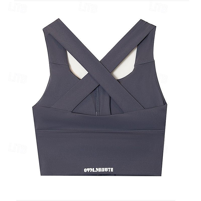 Mulheres Sutiã de ioga Tanque Sutiã Pilates Roupa-Interior Suportes altos Respirável absorvente de suor Sem Fio Com almofadas Cor Sólida / Simples Esporte Roupas Esportivas Preto Azul Academia de 2025 por $25.99 –P6