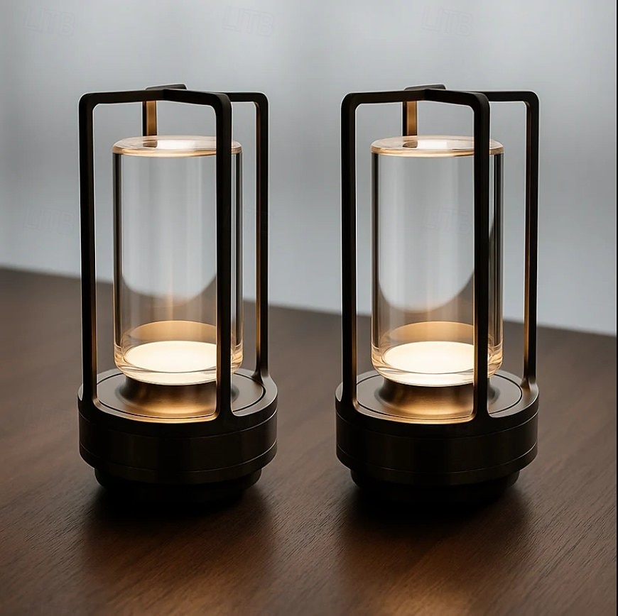 Kristalllaternenlicht, batteriebetriebene, wiederaufladbare, kabellose Kristall-Tischlaternenlampe von Czgor mit 3 Farben, tragbare kleine LED-Schreibtischlampe für drinnen/draußen, Terrasse, Camping, 2025 - $23.99 –P11