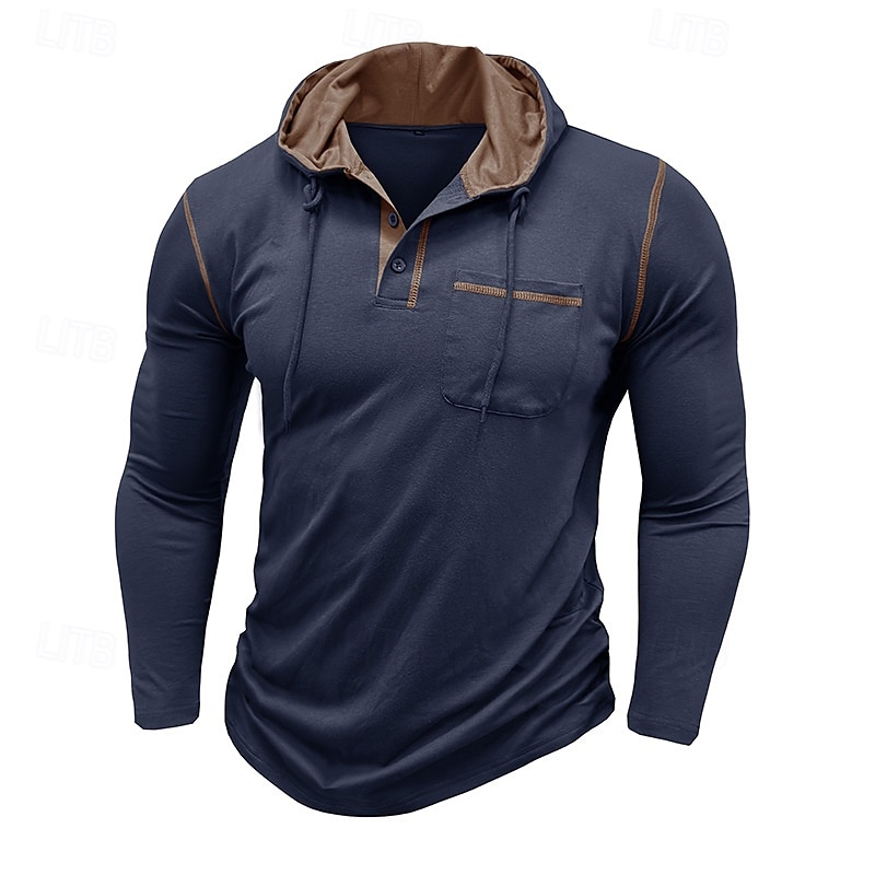 Men's Tee Top Long Sleeve Shirt Long Sleeve Hooded Summer All Seasons Solid Color Daily Casual Street Style Hooded Outdoor Street Causal Light Blue White Black Top Tee for Men 2025 - $22.99 –P3