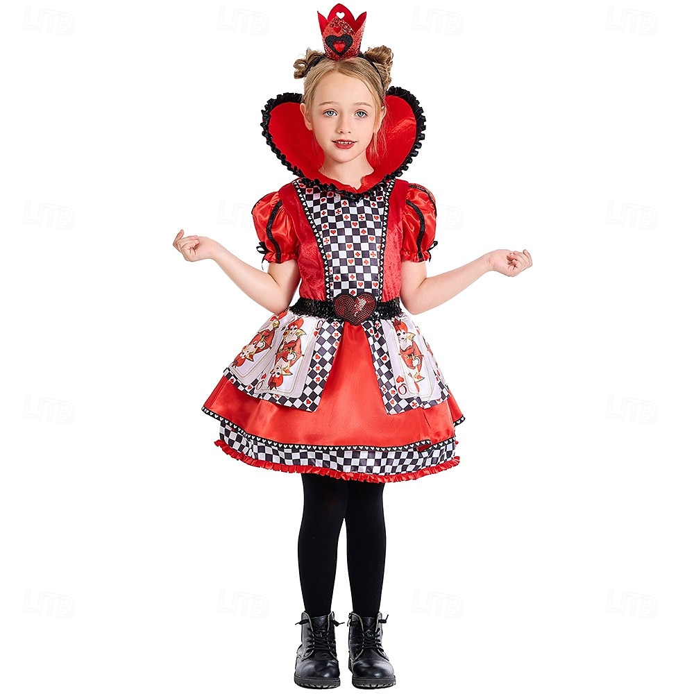 Alice in Wonderland Sprookje Hartenkoningin De rode koningin Venijn Jurken Kostuum Verhaalboekpersonages Cosplay Film cosplay for Voor meisjes Kinderen Halloween Carnaval Wereldboekendag Prestatie 2025 - $46.99 –P5