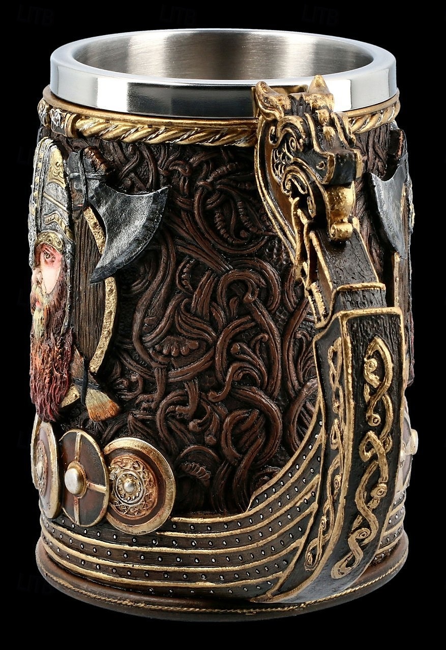 Caneca de pirata viking com cabeça de dragão medieval, caneca de presente para Oktoberfest, copo de cerveja de resina 3D com forro de aço inoxidável, utensílios de bar góticos para decoração de casa, pub ou taverna de 2025 por $27.99 –P5