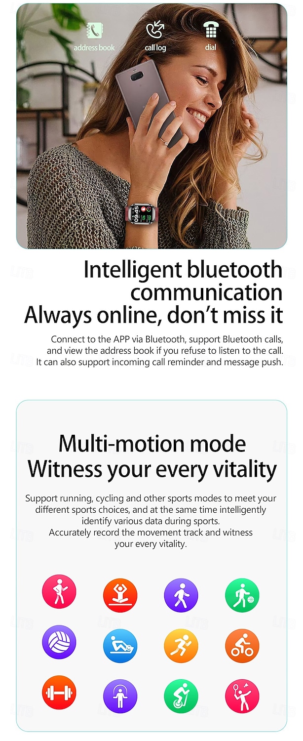 Воздушный насос Тип подушки точное измерение артериального давления ЭКГ электрокардиограмма мониторинг температуры шагомер Совместимость Bluetooth вызов с Android iOS Для женщин мужчин Долгий режим 2026 - $153.99 –P12