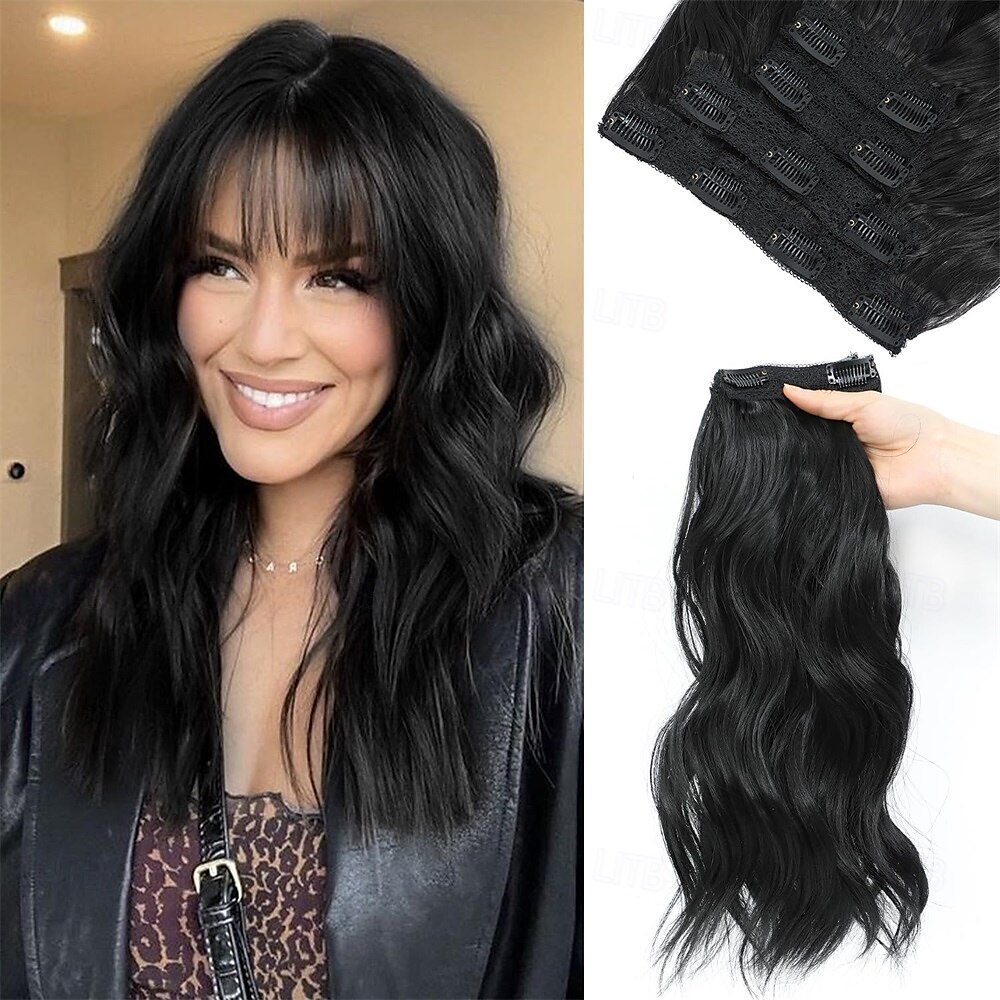extensões de cabelo clip in extensões de cabelo para mulheres 14 polegadas curto ondulado clip in extensões de cabelo para mulheres extensões de cabelo clip ins 4 peças extensões de cabelo com trama de 2025 por $26.99 –P3