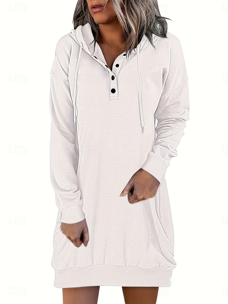 Damen Minikleid Shiftkleid Lässig Täglich Lässiger Schnitt Grafik Langarm Mit Kapuze Schwarz Weiß Rosa Wein Frühling Herbst Winter 2025 - $14.99 –P13