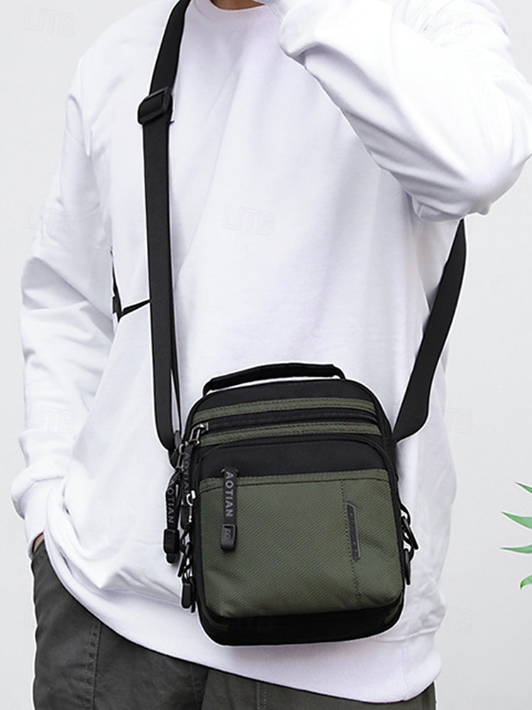 férfi vízálló nejlon crossbody messenger táska – könnyű, többzsebes válltáska utazáshoz, munkába vagy hétköznapi használatra 2025 - $18.99 –P1