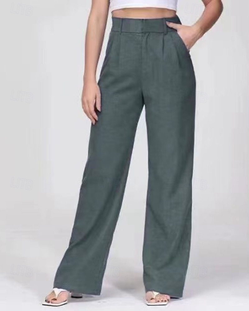 Per donna Gamba larga Pantaloni Eleganti Streetwear Casual Lunghezza intera Naturale Semplice Tasca Elastico in vita Comodo All'aperto Confortevole Vacanza Uscire blu navy Aalbicocca Grigio Nero del 2025 a $20.99 –P1