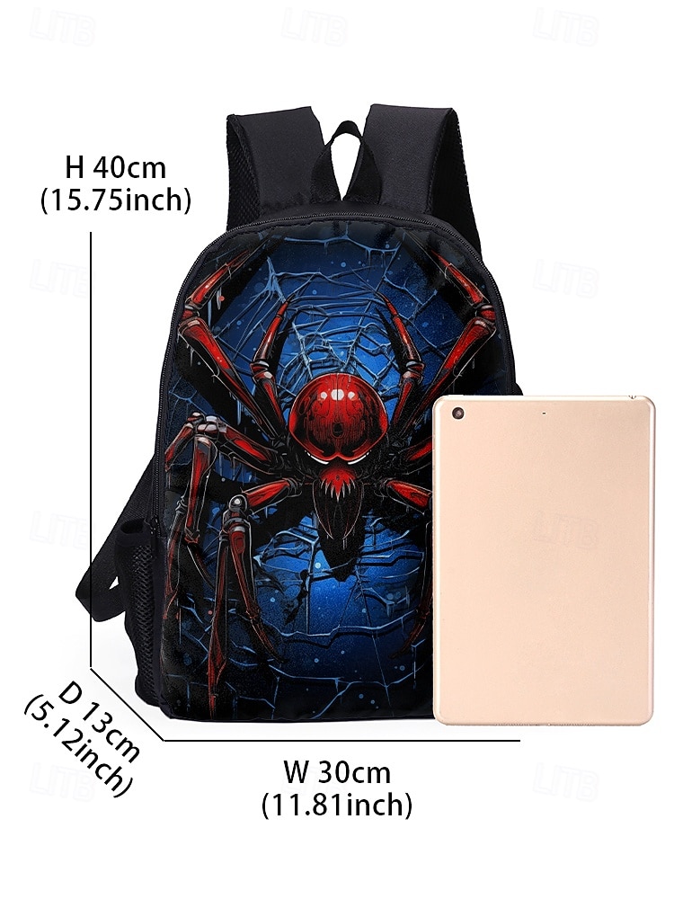 Men's Large Capacity Spider Print Backpack with Double Layer Design – Cool Graphic School Bag for Teens and Outdoor Travel 2026 - $26.99 –P9