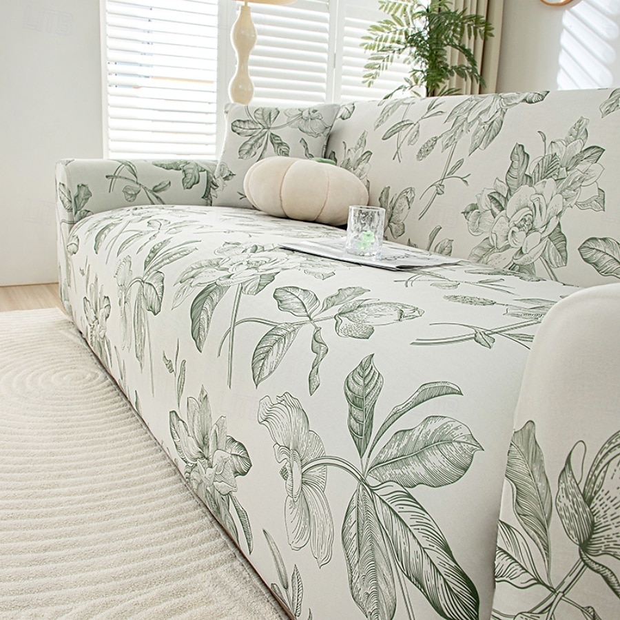 Capas de assento de sofá refrescantes com estampas de verão, capas universais para sofá chaise longue em forma de L, capa de sofá elástica de seda gelada de 1/2/3/4 lugares de 2025 por $84.99 –P2