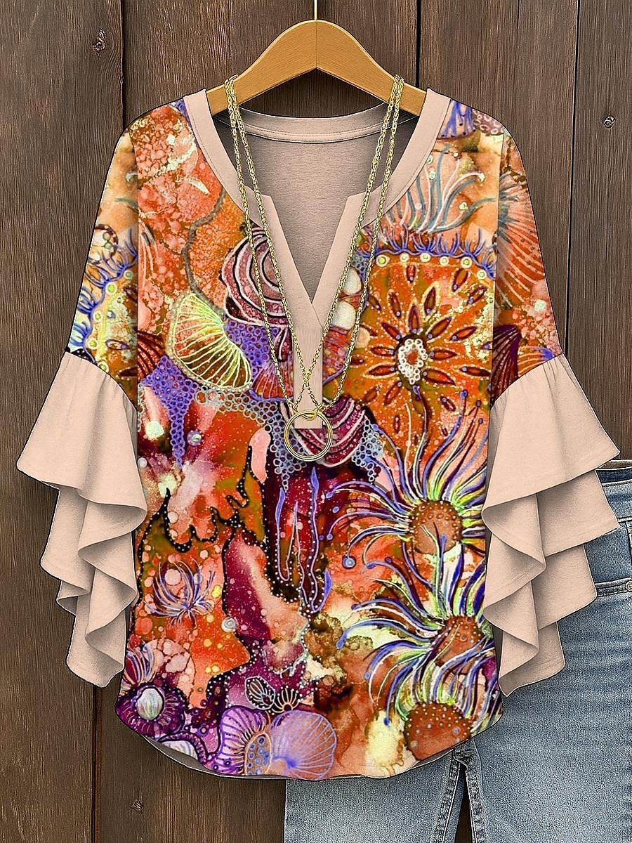 Femmes Chemisier A Ombre Graphique Abstrait Bohème ancien Quotidien Manche 3/4 Col en V Hauts Réguliers Quotidien Fête Vêtements de vacances Imprimé Rose Claire Bleu Violet Orange Vert Été Printemps de 2025 ? $29.99 –P4