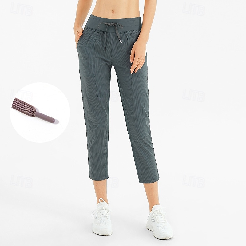 Mulheres Calças de fitness Calças de Pilates Calças de ioga Com Cordão Com bolsos Leve Cintura Alta Pilates Academia Zumba Calças Preto Verde Escuro Cinzento Roxo Outono Esportes Roupas Esportivas de 2025 por $36.99 –P6