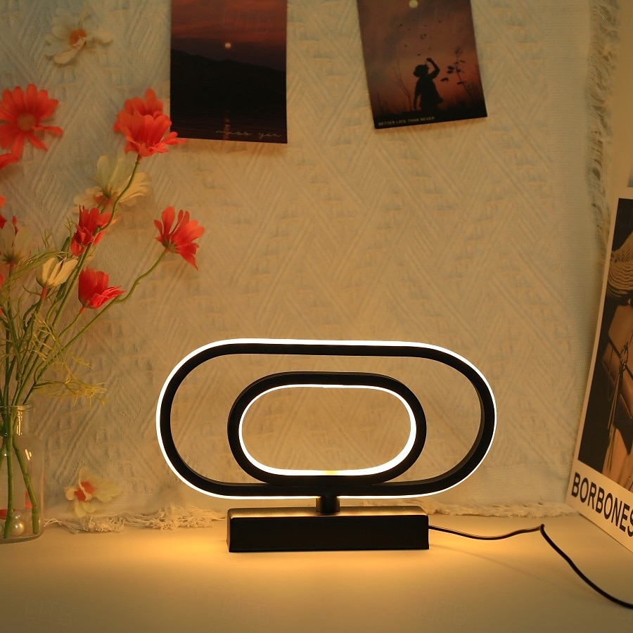 Usb Plug-In Table Lamp Oval Acrylic Lamp Touch Control Dimmable Modern Simple Creative Night Lamp Bedside Reading Lamp Desk Table Led 2025 - $17.49 –P4