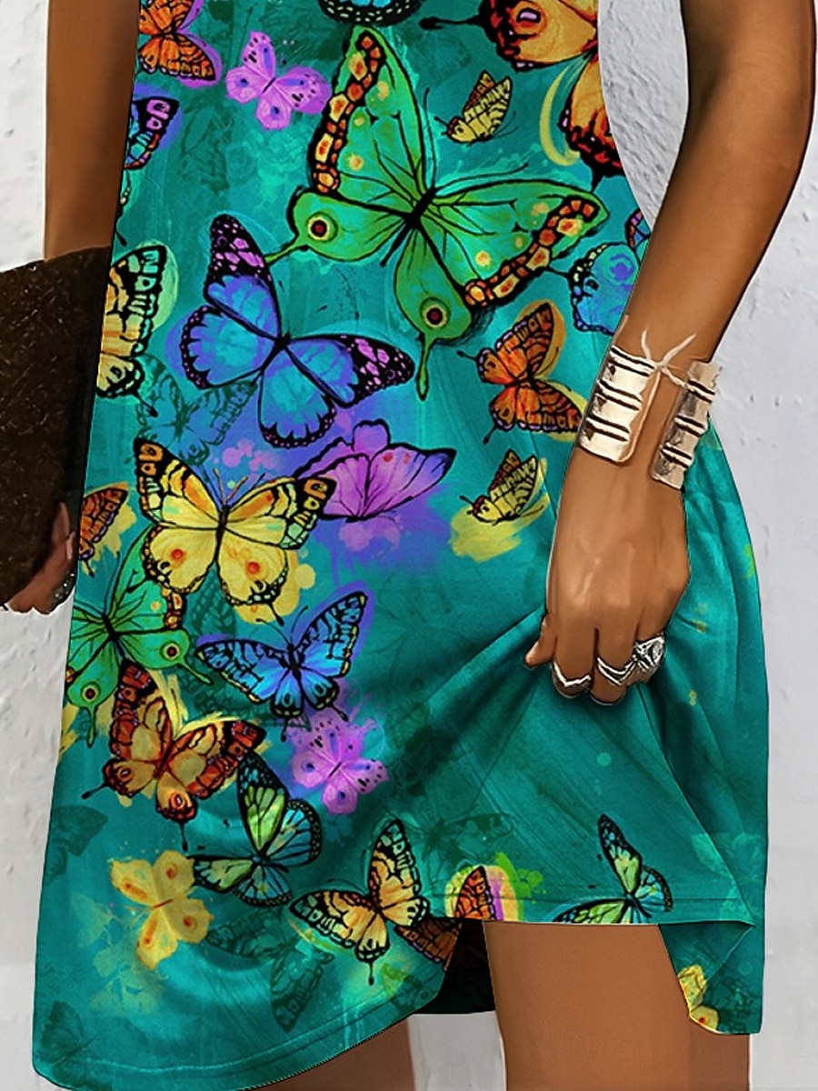 Per donna Mini Abito Vestito T-Shirt Abito a trapezio Abito Estivo Vacanza Casual Ferie Vestibilità regolare Floreale Grafico Animale Manica Corta Girocollo Giallo Rosso Blu Viola Estate Primavera del 2025 a $23.99 –P1