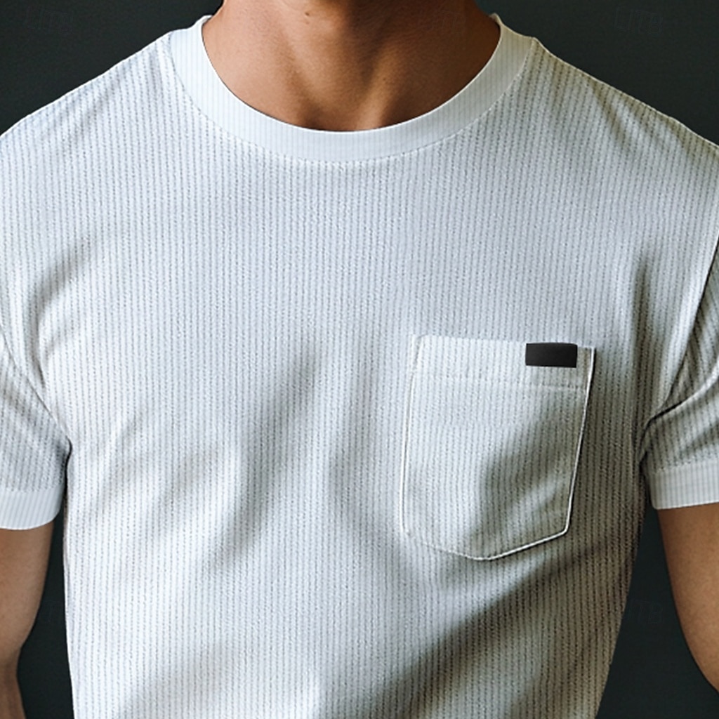 Men's T Shirt Short Sleeve Crew Neck V Neck Summer All Seasons Plain Textured Fashion Simple Classic Plain Street Casual Sports White Brown Red Top Tee for Men 2025 - $20.99 –P2