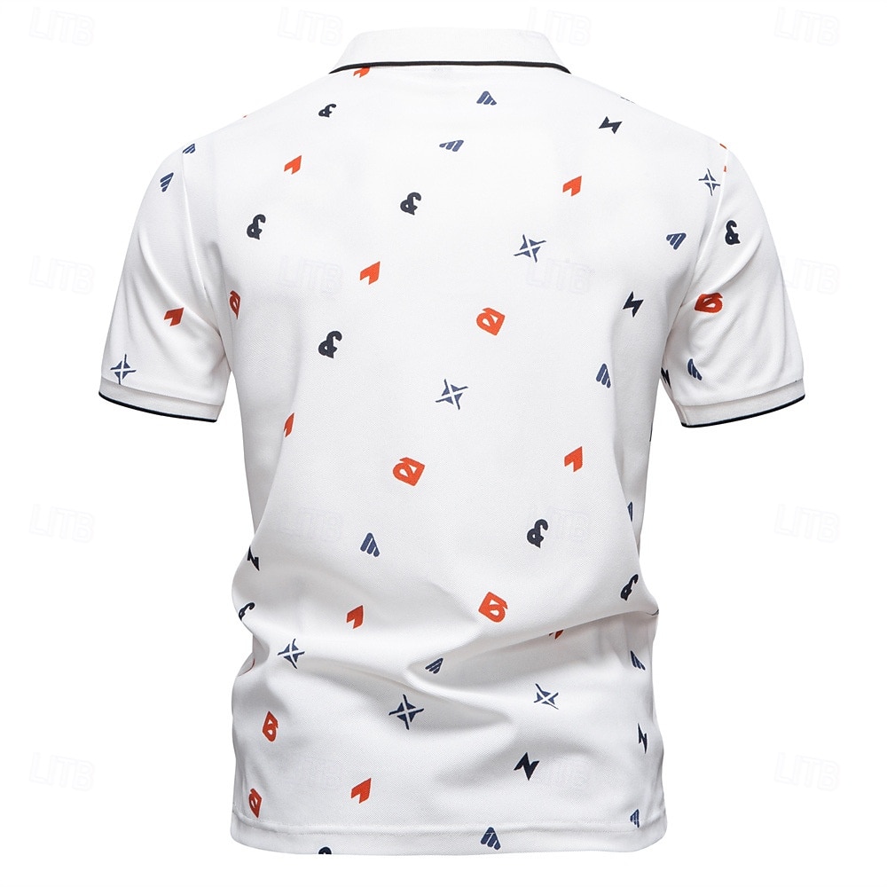 Male Abstract Short Sleeve Polo Collar Modern Sports & Outdoor Casual Athleisure Summer White Green Khaki 2026 - $24.99 –P7