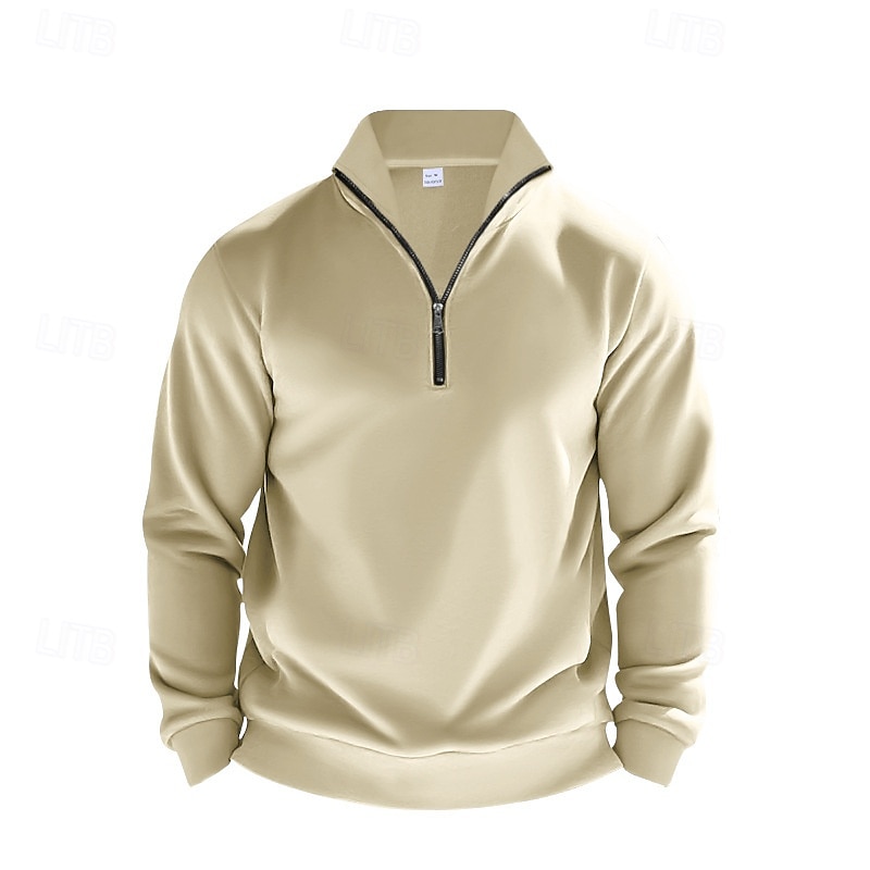 Men's Sweatshirt Quarter Zip Sweatshirt Apricot Black White Wine Red Half Zip Plain Sports & Outdoor Daily Holiday Polyester Streetwear Basic Casual Summer Spring Clothing Apparel Hoodies Sweatshirts  2026 - $28.99 –P8