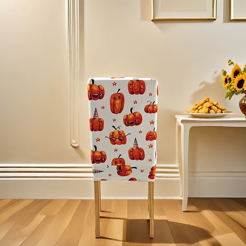 Stuhlhussen für Esszimmerstühle mit Halloween-Aufdruck – festliches, gruseliges Design, dehnbar und strapazierfähig, perfekt als Partydekoration im Esszimmer. 2025 - $12.49 –P11