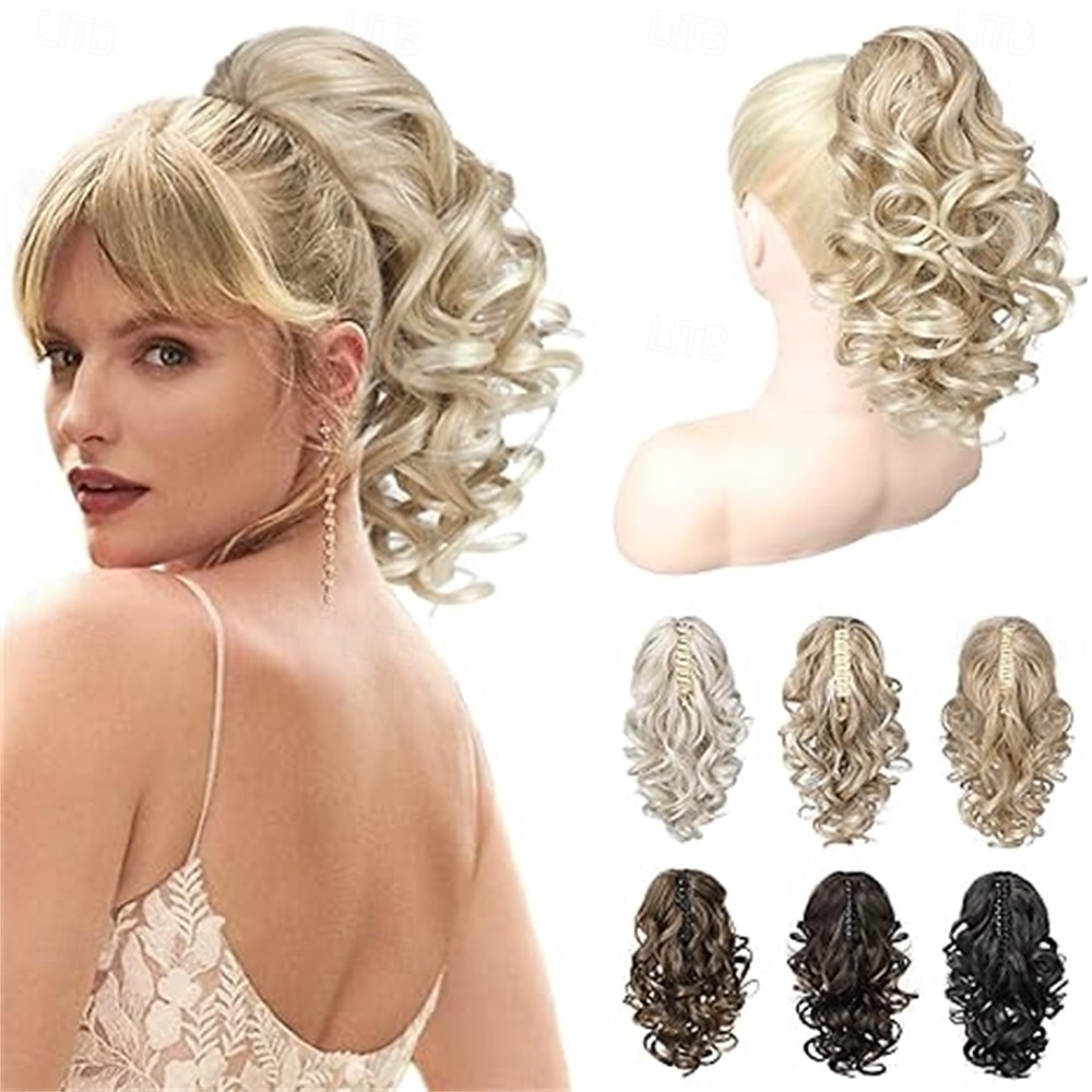 12 extensões de rabo de cavalo clássicas soltas, cacheadas, onduladas, com presilhas, apliques de cabelo para mulheres - castanho chocolate com mechas de 2025 por $14.99 –P2