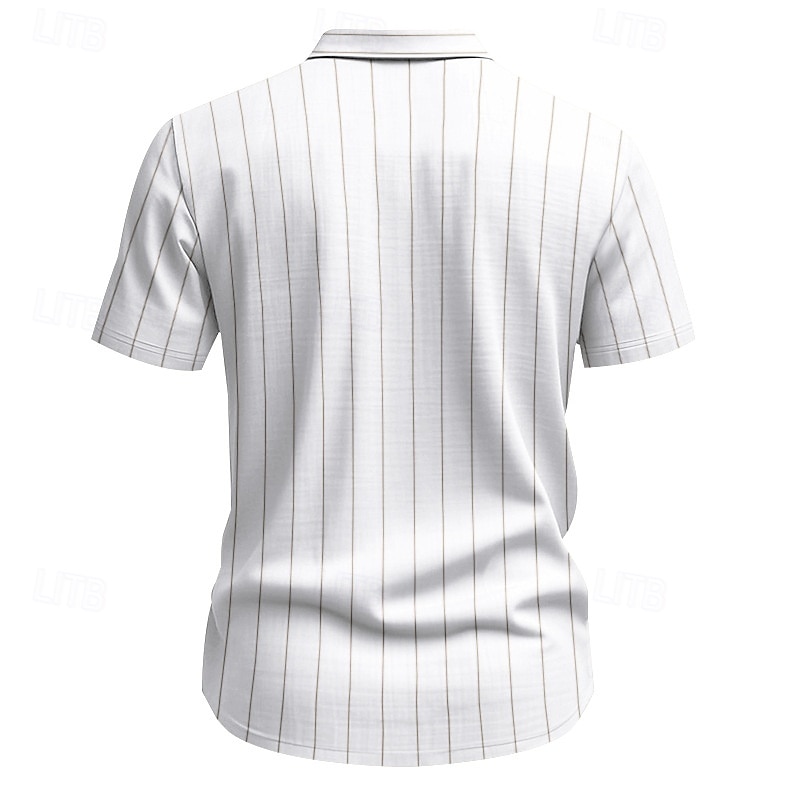 Per uomo Camicia Camicia di lino Camicia casual Camicia con Bottoni Camicia di cotone A righe Vacanza Streetwear Nero Bianco Blu marino Cachi Manica Corta Collo ripiegato Estate Abbigliamento del 2025 a $21.99 –P6