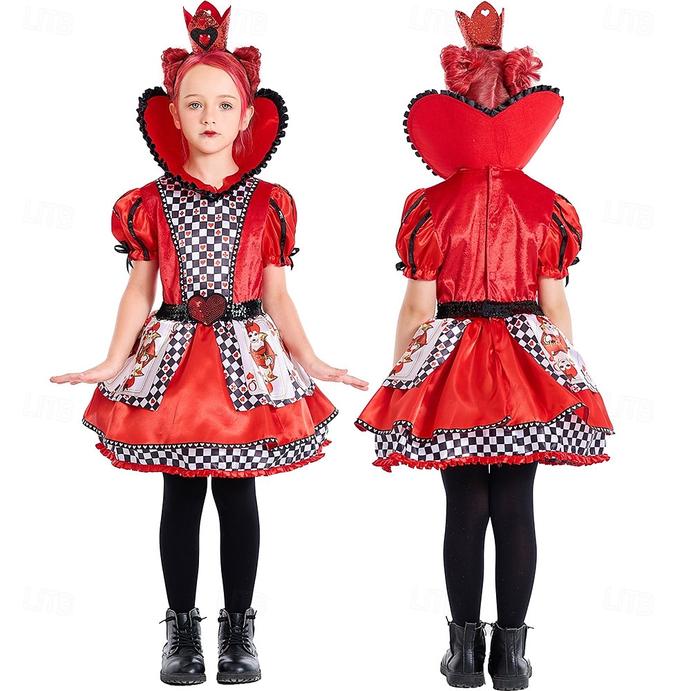 Alice in Wonderland Sprookje Hartenkoningin De rode koningin Venijn Jurken Kostuum Verhaalboekpersonages Cosplay Film cosplay for Voor meisjes Kinderen Halloween Carnaval Wereldboekendag Prestatie 2025 - $46.99 –P1