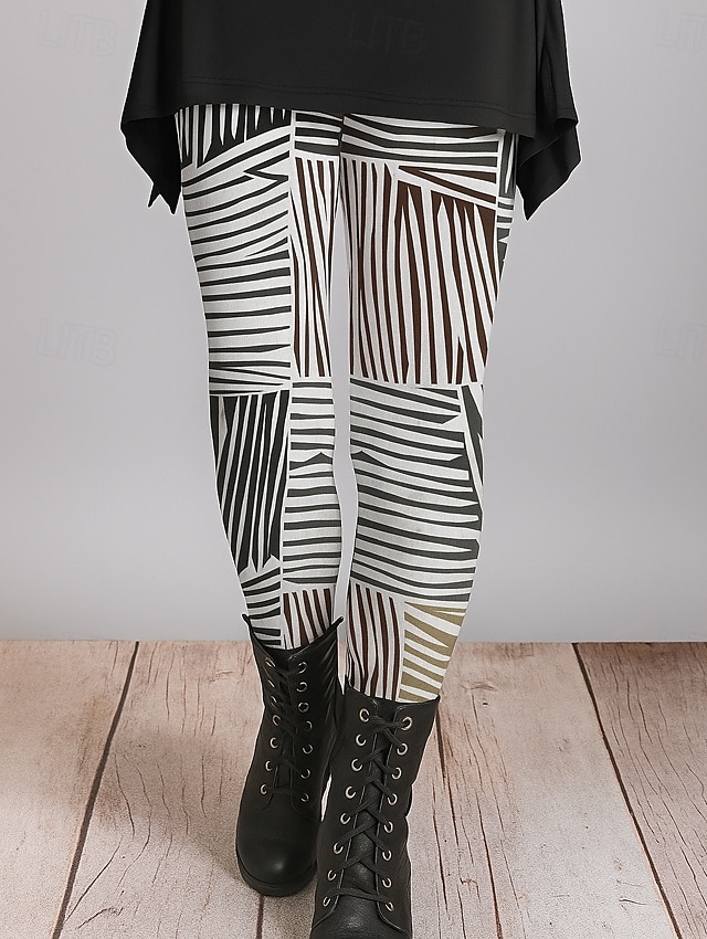 Women's Leggings Vacation Vintage Ethnic Style Full Length High Waist Graphic Abstract 3D Print Quick Dry Breathability Soft Stretchy Outdoor Home Causal Black White Yellow Blue Fall Regular Fit 2025 - $19.99 –P1