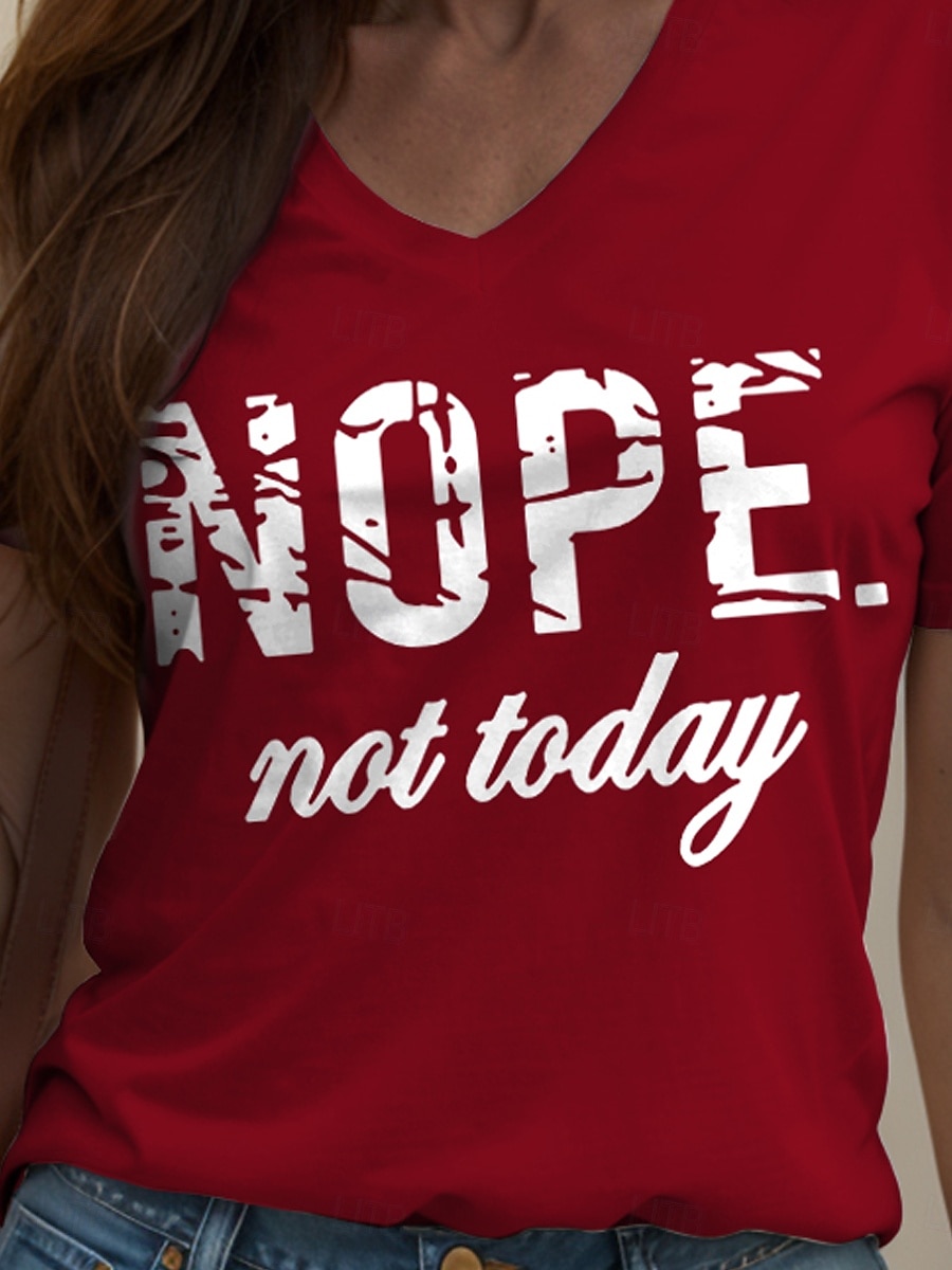 Femmes T-shirt Graphique Lettre ancien Élégant Classique Manche Courte Col en V Hauts Réguliers Quotidien Imprimé Noir Blanche Rose Claire Rouge Bleu Été Printemps de 2025 ? $19.99 –P3
