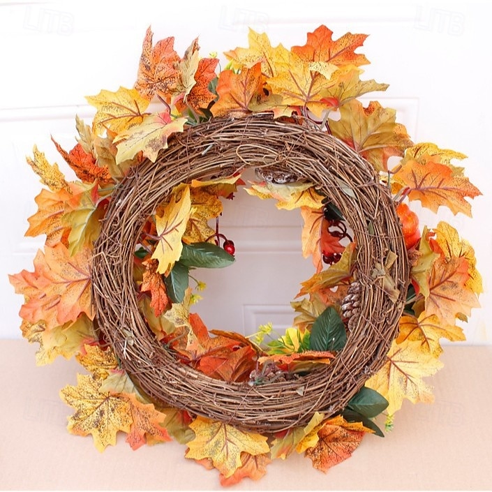 Ghirlanda autunnale per la porta d'ingresso, decorazione autunnale per interni ed esterni, ghirlanda di zucca, pigna, bacche, foglie d'acero, decorazione rustica per la raccolta, porta e parete. del 2025 a $28.99 –P4