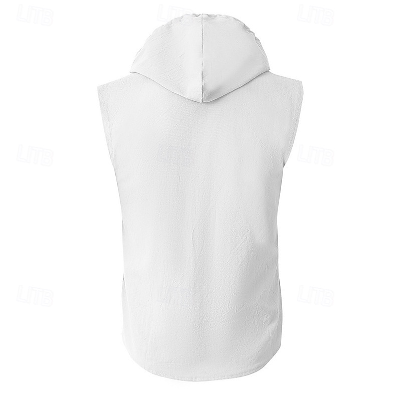 Men's Tank Top Vest Top Undershirt Sleeveless Shirt Sleeveless Hooded Summer Plain Fashion Designer Basic Buttons Vacation Street Going out Black White Yellow Top Tee for Men 2025 - $17.99 –P4