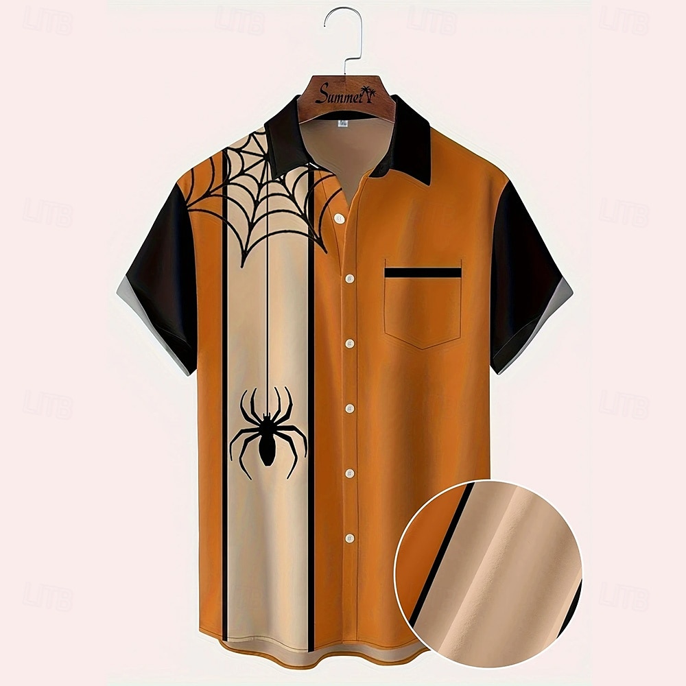 Voor heren SPIDER Kleurblokkering Overhemd Zomer overhemd Overhemd met knopen Korte mouw Mode-casual Buiten Vakantie Dagelijks gebruik Zomer Lente Strijkijzer 3D-afdrukken shirts met kraag Voorste zak 2025 - $23.99 –P2
