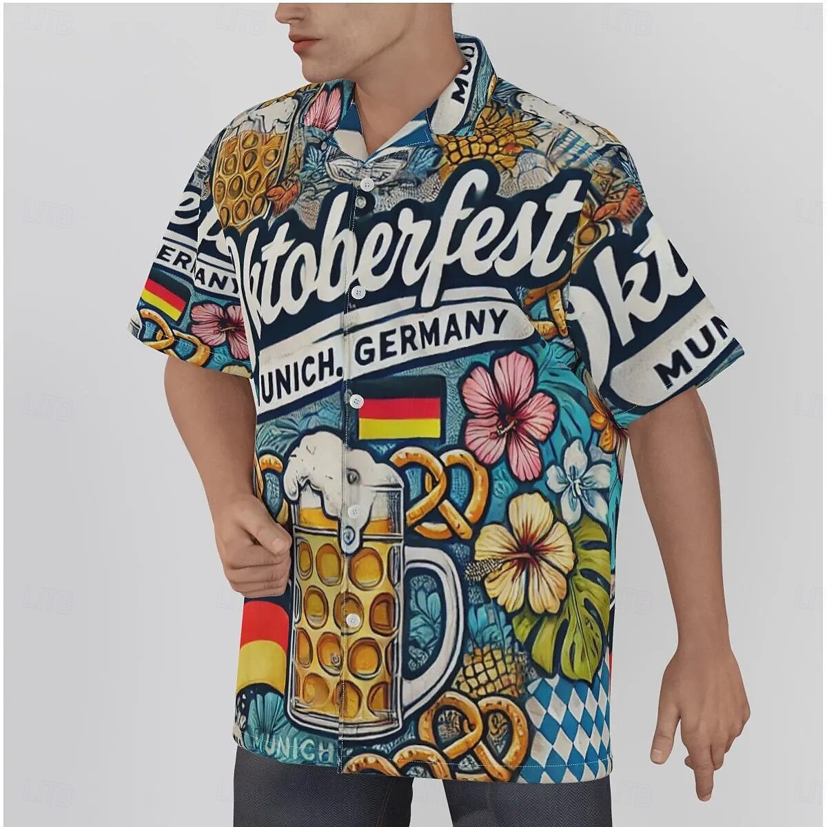 Oktoberfest Pivo Preclík Havajské košile Aloha košile Bavorský Mnichov němčina Grafika Pro Pánské Dospělé Karneval Pivo Oktoberfest 3D tisk Dovolená Párty 2025 - $23.99 –P2