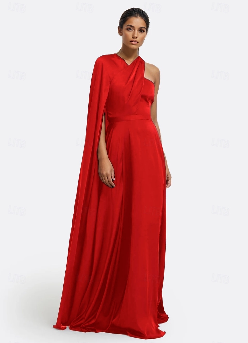 Vestido de Festa Longo A-Line Elegante Vestido Formal Casamento Sem Mangas Ombro Único Capas Satin Stretch com Pregas de 2025 por $142.99 –P4