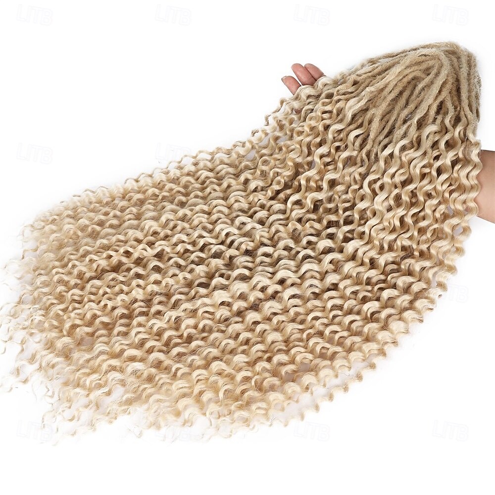 Ensemble complet d'extensions de dreadlocks bouclées blondes platine à double extrémité pour femmes, dreadlocks ondulées blondes faites à la main, dreadlocks synthétiques souples au crochet (50 mèches de 2025 ? $75.99 –P2
