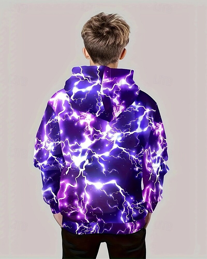 Pojkar 3D Grafisk Blixt Huvtröja Långärmad Vår Höst Mode Streetwear Barn 4-12 år Huva Utomhus Ledigt Dagligen Normal 2025 - $18.99 –P2