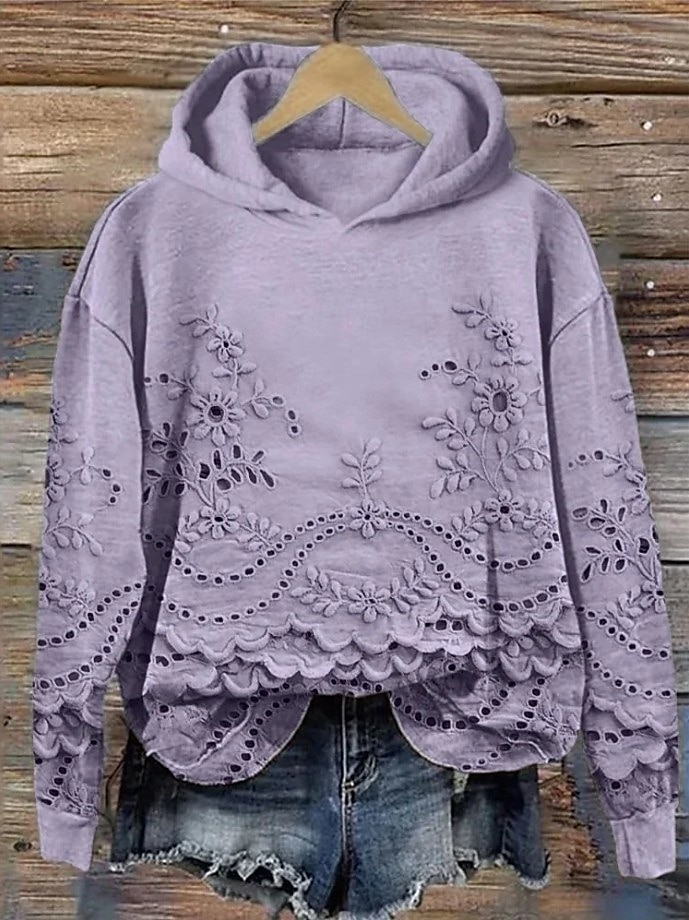 Femmes Sweat à capuche Fleuri Élégant Chaud Mode manche longue À capuche Hauts Réguliers Rue Tenue Quotidienne Imprimé Blanche Rose Claire Bleu Violet Vert Automne Hiver de 2025 ? $24.99 –P2