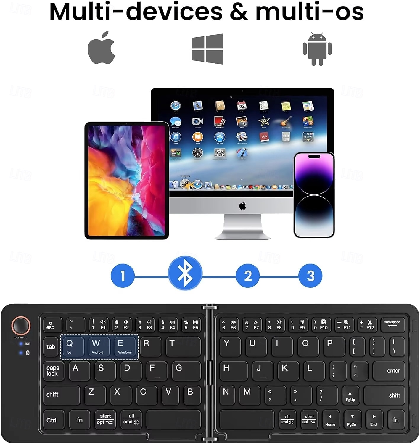 2025年 超薄型ワイヤレス折りたたみ式ミニポケット折りたたみキーボード（携帯電話、Android、Windows、iOS用）  コレクション – $28.99 –P5