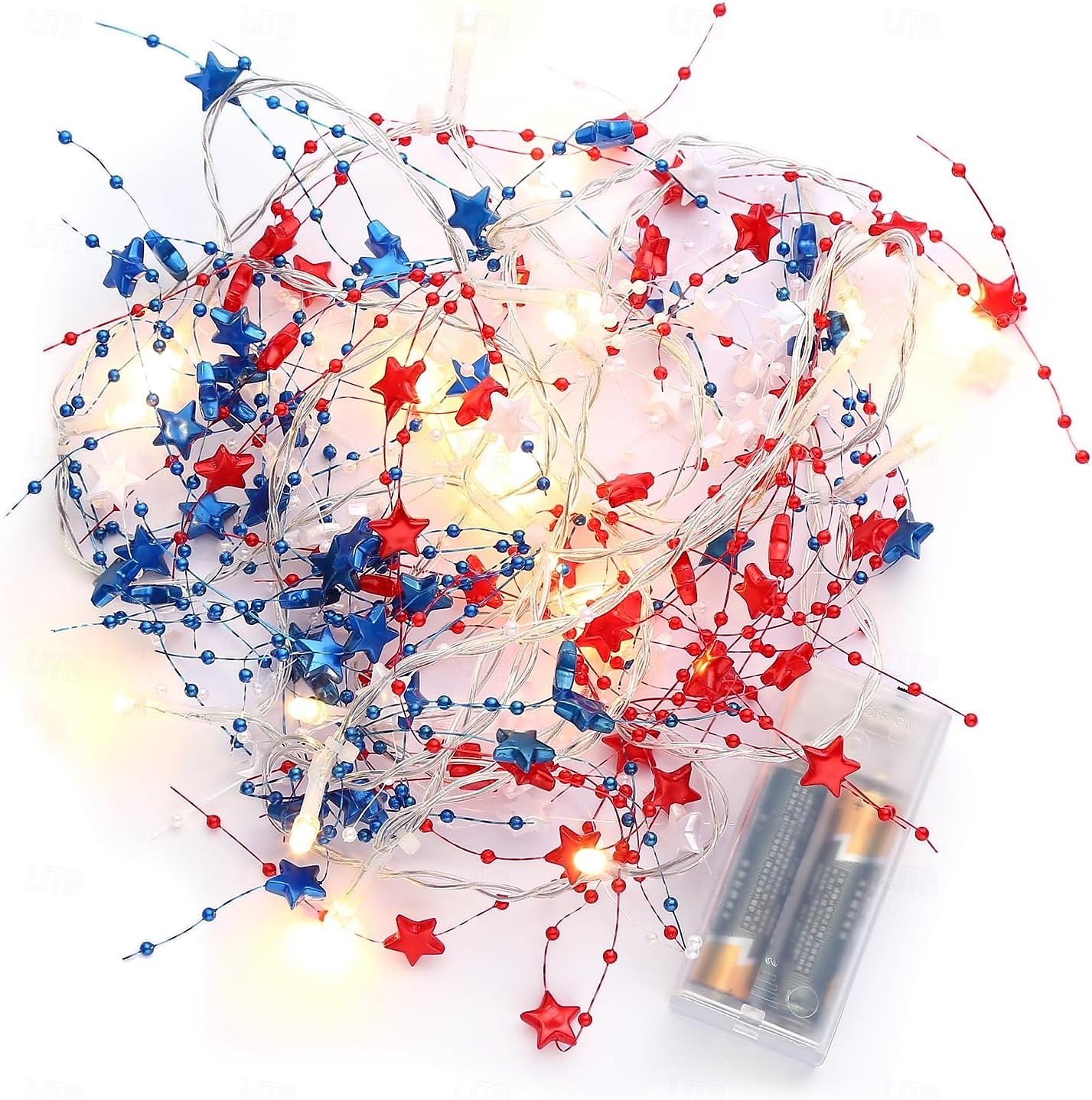 1 Pz Luce Decorativa a Stringa con 30 LED 3M Patriottica per il 4 Luglio Giorno dell'Indipendenza 250° Anniversario Giorno della Memoria Stringa di Luci Decorativa a Stelle Rosse Bianche e Blu Tema del 2026 a $12.99 –P12