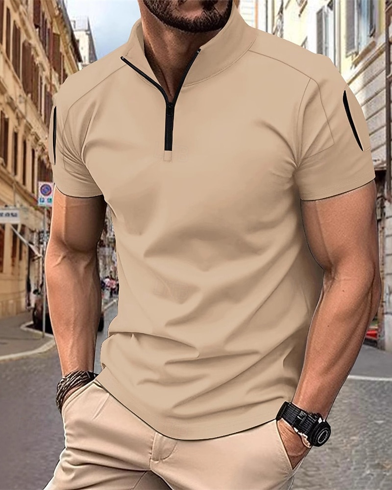 Per uomo Polo con zip a un quarto Maglia da golf Casuale Lavoro Zip a un quarto Manica Corta Essenziale Moderno Semplice Cerniera Estate Vestibilità regolare Bianco Rosa Blu marino Azzurro cielo del 2026 a $20.99 –P5
