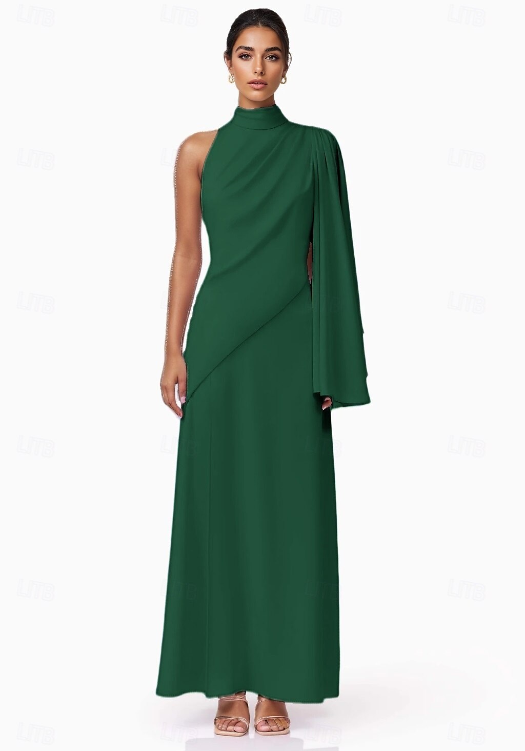 A-Line Cocktail Dresses Elegant Formal Wedding Guest Ankle Length Sleeveless High Neck Stretch Crepe with Ruffles 2025 - $137.99 –P2