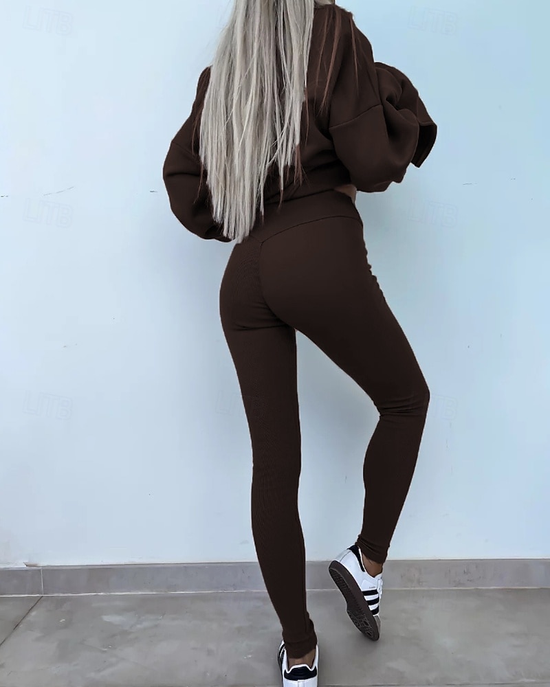 Damskie Dres Getry Bluza z kapturem Koronka Kieszeń na zamek Solidne kolory Zestawy odzież Jesień Magenta Czarny Siłownia Athleisure Bieganie Keep Warm Odporność na wiatr Długi rękaw Sport Odzie 2026 - $31.99 –P20