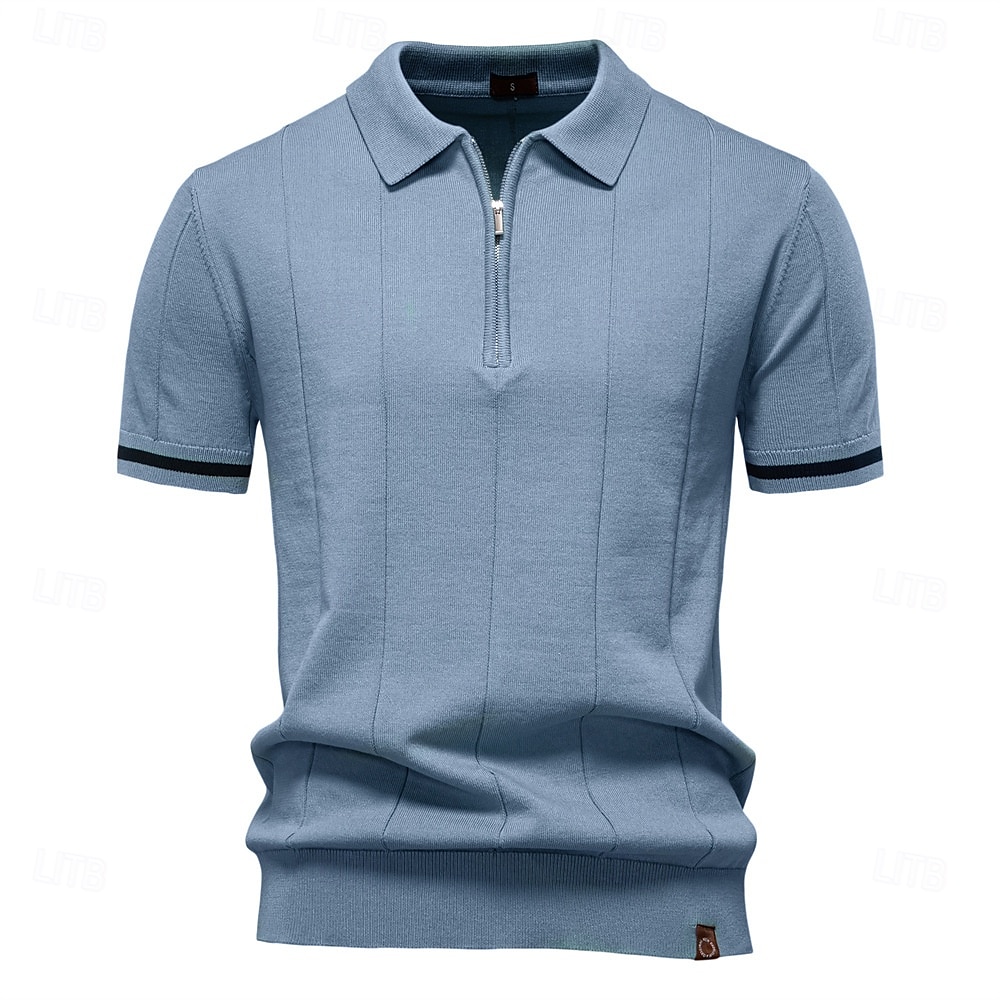 Per uomo Per maschio Tinta unica Strisce verticali Polo Maglione polo lavorato a maglia Manica Corta Collo ripiegato Colletto Polo Zip a un quarto Moderno Formale Lavoro Sport & Outdoor Con zip del 2026 a $29.99 –P1