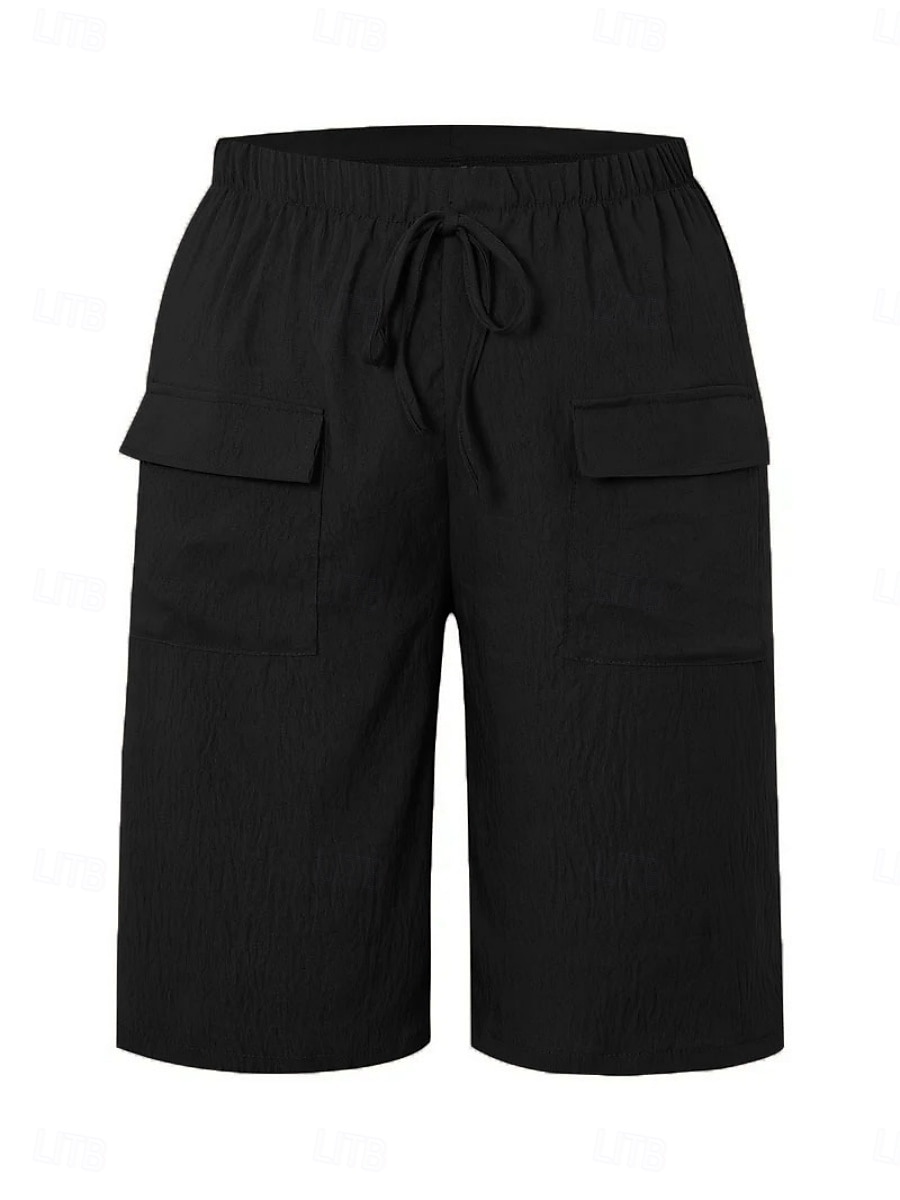Per donna Chinos Shorts Essenziale Casual Lunghezza al ginocchio Vita Alta Semplice Fascia Elastica Comodo Morbido Confortevole Micro-elastico All'aperto Streetwear Nero Arancione Verde Cachi Estate del 2025 a $18.99 –P7