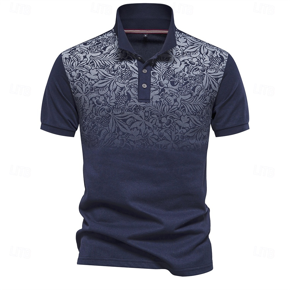 Herren Männlich Blumen Blumenmuster Polo Strick-Polopullover Kurzarm Umlegekragen Polokragen Modern Formell Arbeit Sport & Outdoor Knöpfe Drucken Frühling Rubinrot Weiß Hellblau 2025 - $22.99 –P12