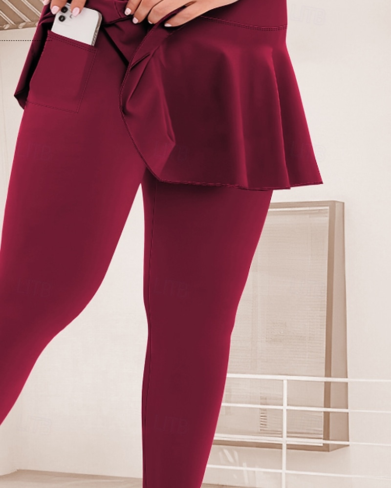 Mujer mallas de pilates pantalones deportivos Mallas Leggings de Yoga Bolsillo Ligero Pilates Gimnasio Corriendo Pantalones Color sólido Gris oscuro Negro Borgoña Talla Grande Deportes Ropa de Deporte 2025 - $22.99 –P8