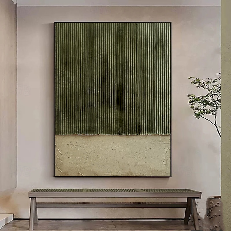 Handmade Oil Painting Canvas Wall Art Decoration Wabi-Sabi Style Retro Green Texture Abstract for Home Decor Stretched Frame Hanging Painting/Rolled Frameless Unstretched Painting 2025 - $83.99 –P3