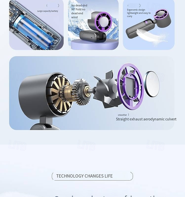 1 Pc handheld cooling fan with 100 levels of cooling and folding, portable turbo mini semiconductor ice pack fan 2025 - $24.99 –P4