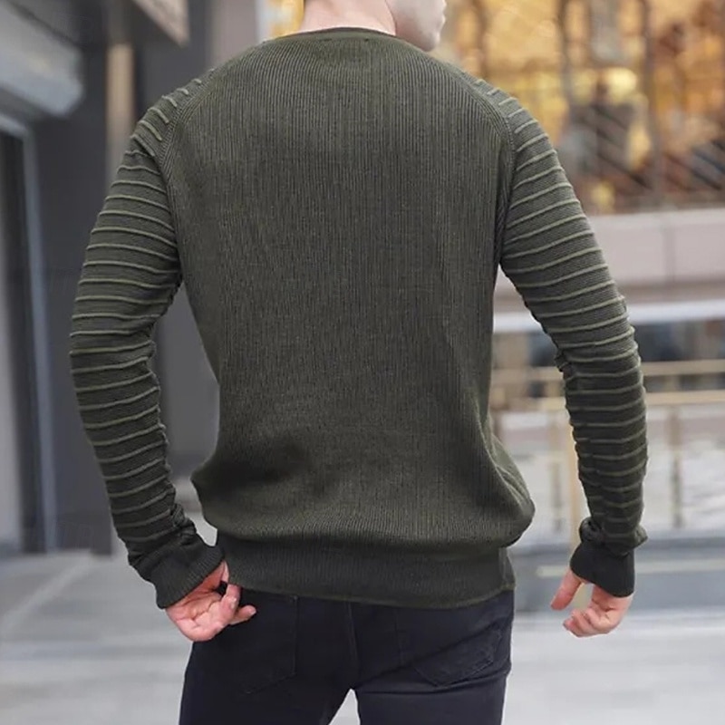 Herren Pullover Strickpullover Gerippt Stricken Normale Oberteile Gestrickt Einfach Rundhalsausschnitt Mode Basic Urlaub Alltagskleidung Bekleidung Herbst Winter Schwarz Weiß M L XL 2026 - $28.99 –P2